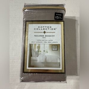 NEW Cotton Collection King Size Bedskirt Split Corners in Silver, 15-inch drop